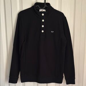 Vineyard Vines Cotton Quarter Snap Pullover. Black. Small